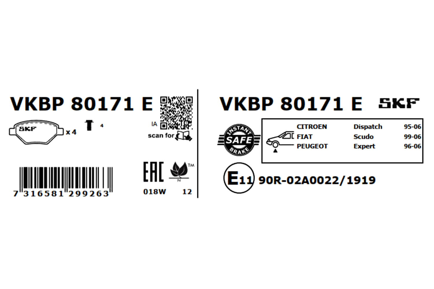 Placute frana SKF VKBP80171E